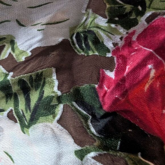 Stunning Rare Find Designer silk blend Sheer Floral Rose Mocha brown Shi… - Picture 12 of 16